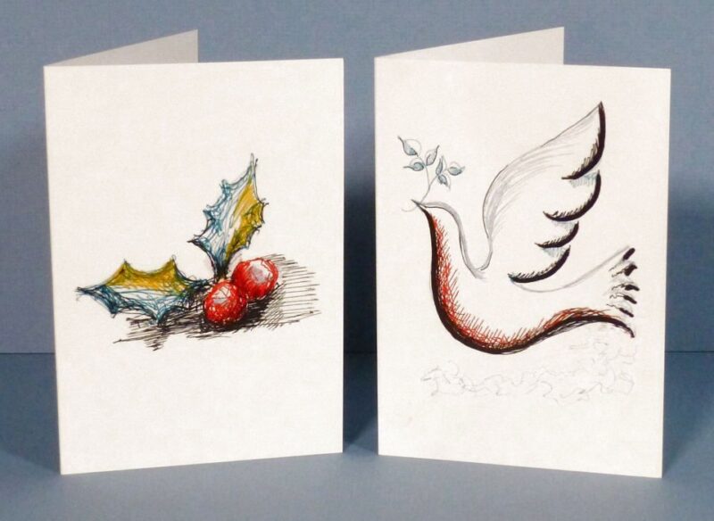 Dove and Holly Greeting Cards