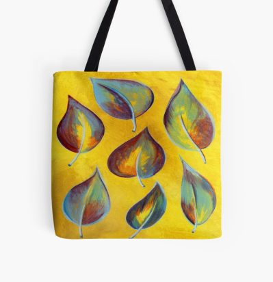 Leaves on yellow Tote Bag