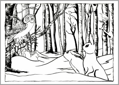 Bunnies and Birds in the Woods